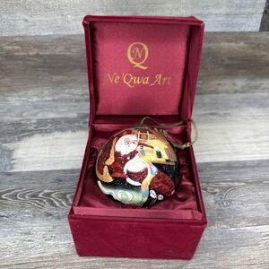 NE'QWA ART SANTA Claus "List" CHRISTMAS ORNAMENT, Stewart Sherwood, Hand Painted